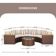 thumbnail image 3 of SOLAURA 5-Piece Patio Furniture Outdoor Half-Moon Sectional Sofa Set Patio Brown Wicker Conversation Set with Beige Cushions & Glass Coffee Table, 3 of 7