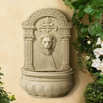 Royal Lion Face 31" High Large Italian Indoor Outdoor Decor Sand Stone Wall Fountain Statue Outside Garden Patio