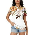thumbnail image 2 of Blusas para las Mujeres Impresión Casual Manga Corta Turndown Collar Botón Superior, Tops Cortos para las Mujeres, 2 of 9