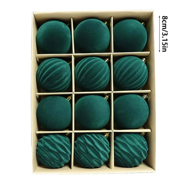 Christmas Tree Decorations 12 Pcs Velvet Flocked 3.15 Ball Set