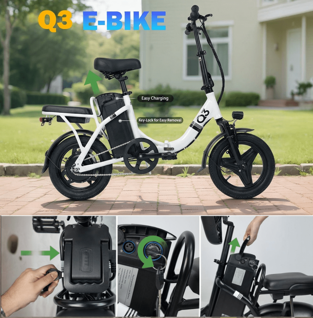 14” Folding Electric Bike, Peak 500W Motor 36V 12Ah Battery, 20 MPH, 20 Miles PAS Range Ebike for Adult and Teen, UL 2849