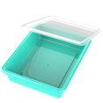 thumbnail image 2 of Storex Plateau de Rangement Plat avec Couvercle, Format Lettre, 10 x 13 x 3 Pouces, Turquoise, Lot de 5, 2 of 6