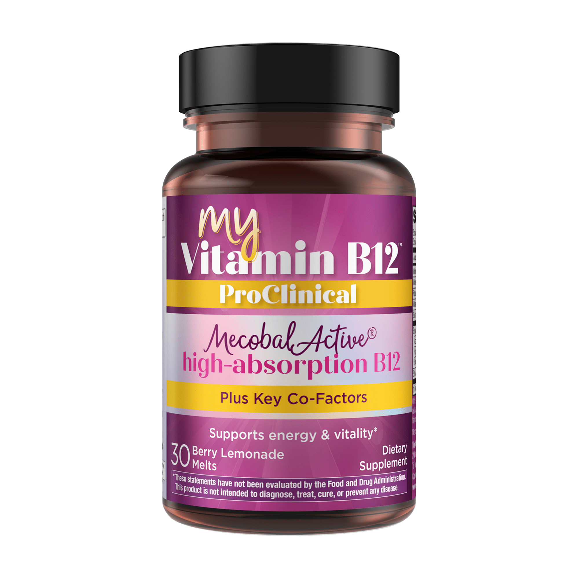 MyVitamin B-12 ProClinical Melt – 30 Tablet Melts – Methylcobalamin, B6, D3, Folic Acid, Biotin