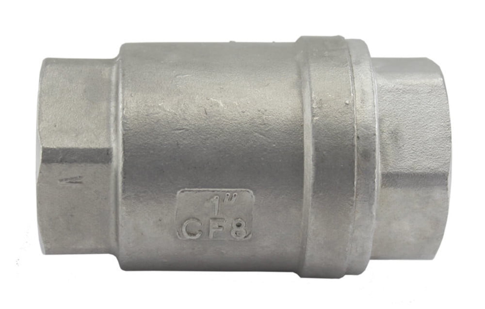1" Inch Check Valve WOG 1000 Spring Loaded In-line Stainless Steel 316 CF8M NPT 