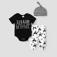 thumbnail image 2 of PatPat Baby Boy Clothes 3pcs for Baby Shower Gift Short-sleeve Romper and Pants & Striped Hat Set Size 12-18M, 2 of 7