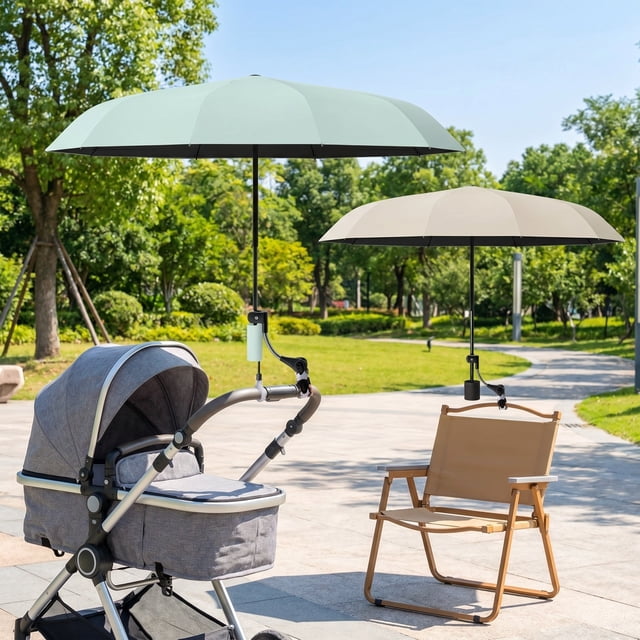 MTBLYS Sombrilla plegable con clip para silla de camping UPF50+ | Sombrilla portátil para silla de playa con soporte de clip | Toldo para silla de pesca al aire libre para patio|picnic|senderismo