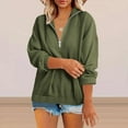 thumbnail image 2 of Lindreshi Zip Sweatshirts for Women without Hood Fashion Women's Zipper V-Neck Pullover Casual Tops, 2 of 7