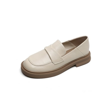 

Ferndule Womens Loafers Comfort Walking Shoes Soft Sole Casual Shoe Slip-Resistant Slip On Moccasins Ladies Retro Loafer Chunky Classic Apricot 5