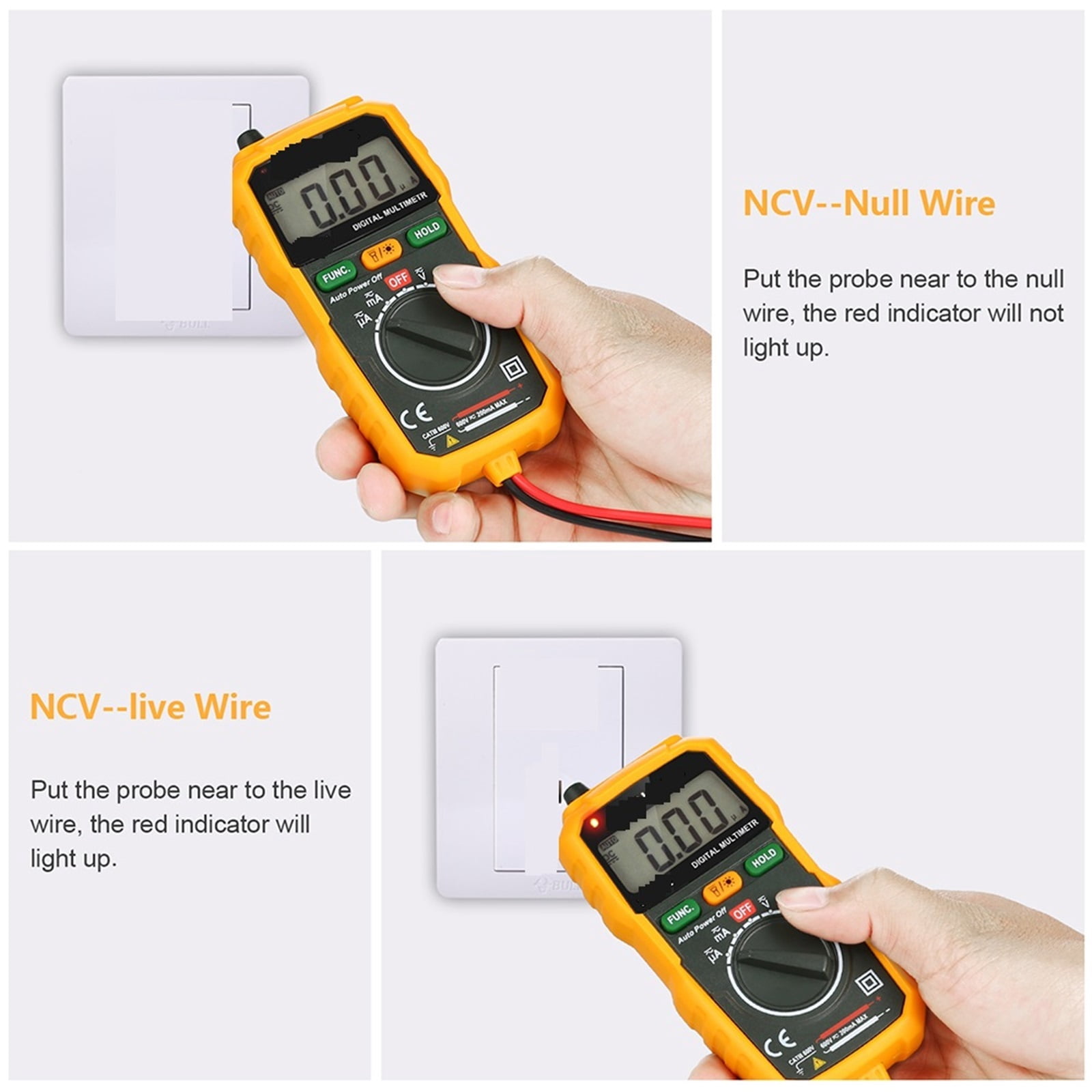 Digital Multimeter Tester AC/DC Current Voltage NCV Test 2000 Count Auto Range Ammeter Voltmeter Tester Alarm Multi Meter ,Battery Test