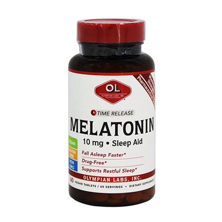 Olympian Labs Melatonin Time Release 10 mg Sleep Aid Vegan Tablets, 60 ea