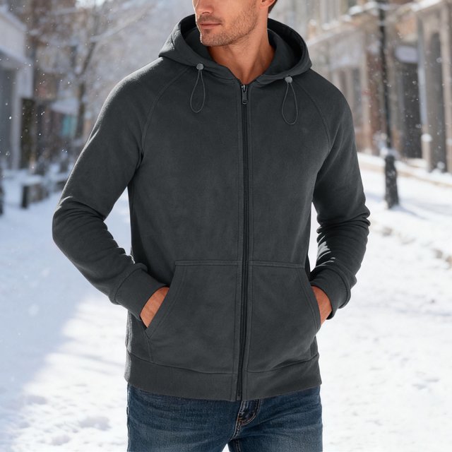 MHFRRA Chaqueta con Capucha Informal para Hombre, Forrada para Exteriores, Otoño E Invierno Negro
