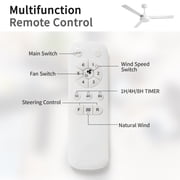 Sofucor 52-Inch White Ceiling Fan with DC Remote Control, Modern Contemporary Modern Farmhouse, LED, Downrod Mount, Indoor, Nature