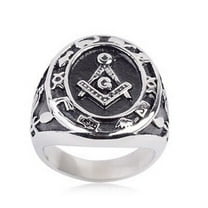 Free Mason Ring - Astro Symbol Freemasonry - Steel Silver Color Masonic Rings