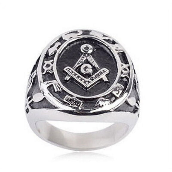 Free Mason Ring - Astro Symbol Freemasonry - Steel Silver Color Masonic Rings