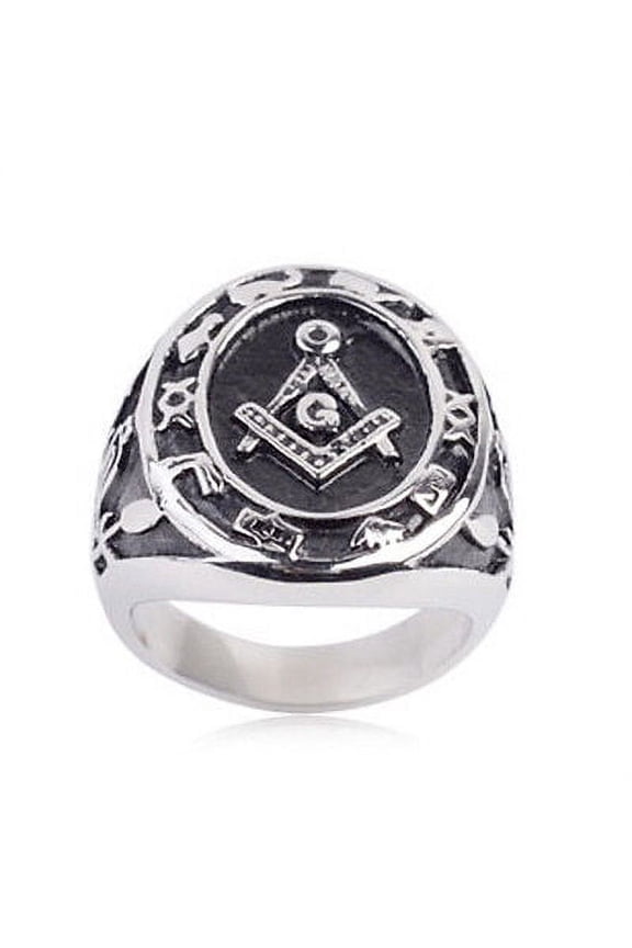 Free Mason Ring - Astro Symbol Freemasonry - Steel Silver Color Masonic Rings