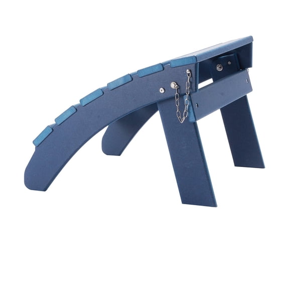 Adirondack Ottoman Folding Footrest, 18.7"L x 18.9"W x 13.8"H, Blue HDPE Portable Patio Footstool for Outdoor Deck, Garden, and Poolside Use