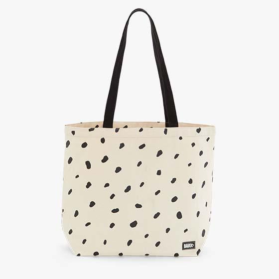 BARK Large 17.5' Dalmatian Dog Park Tote; Tote Bag with Ballistic Nylon Base; Name Patch, Treat Pocket, Poop Bag Holder