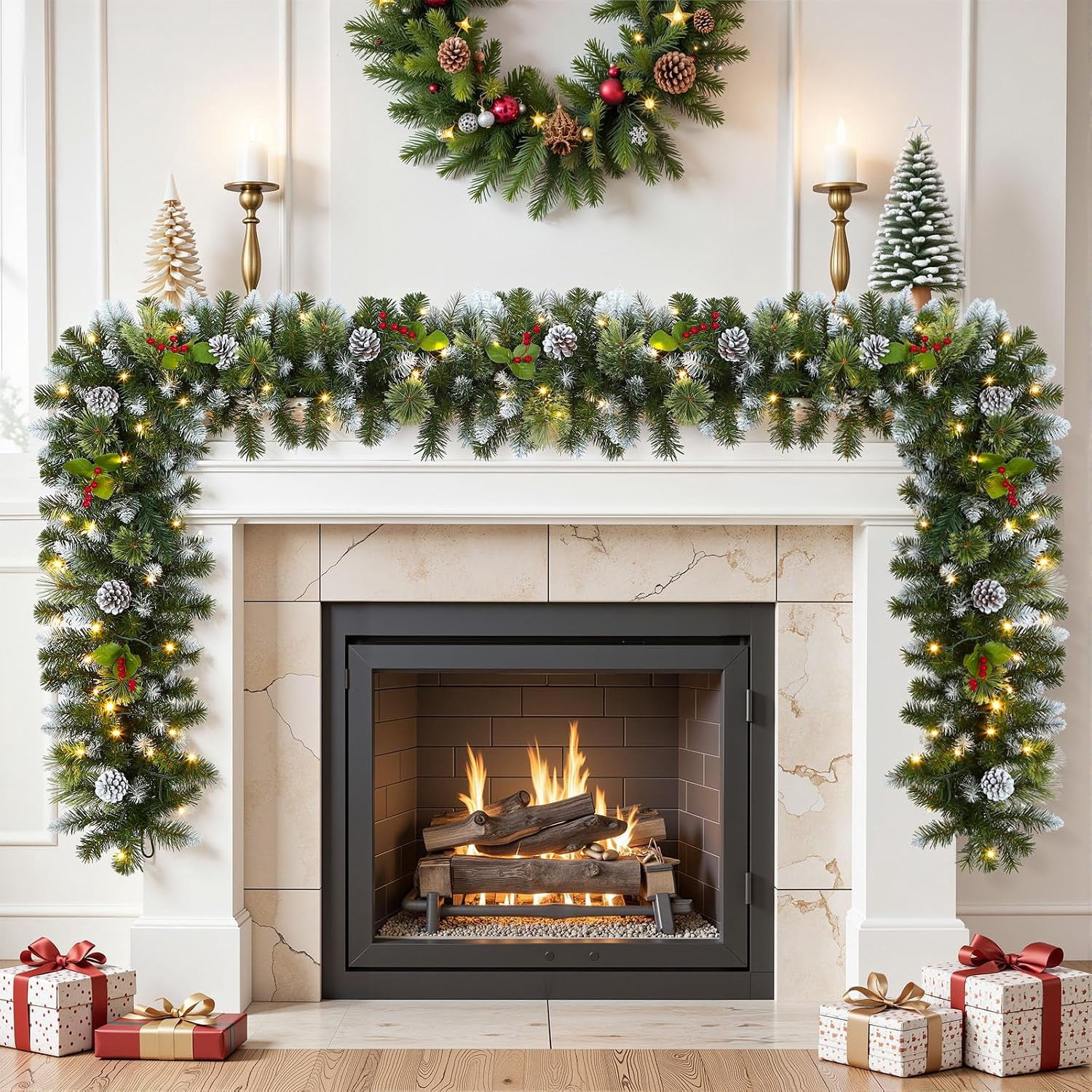 Lolsea 9-Foot Pre-Lit Christmas Garland with Multi-Color LED Lights photo 1