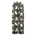 thumbnail image 5 of WTOBBY Women's Casual Wide Leg Pants with Stretch Belt and Pocket, Halloween Print Adjustable Tie Trousers for Seasonal Comfort Wear,Multicolor 2XL, 5 of 7