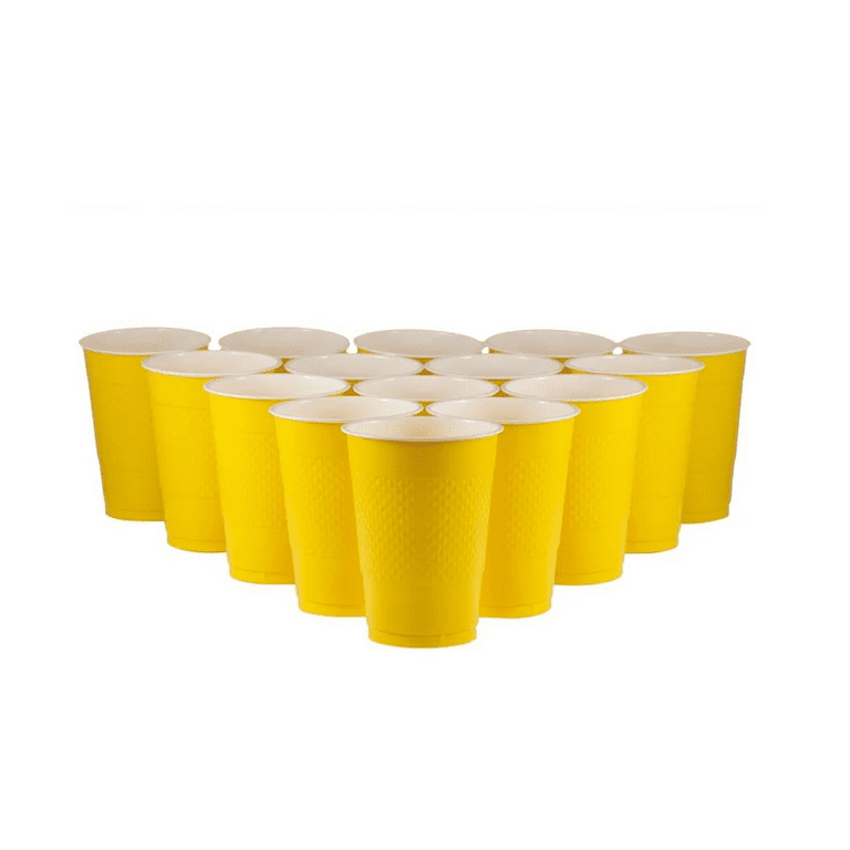  cssopenss 120 pcs 16 oz Yellow plastic cups 16 oz