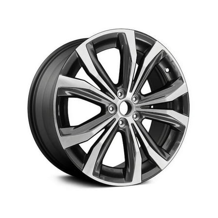 Aluminum Wheel - Machined and Dark Charcoal - 20 x 8 Inch - 30mm Offset - 5 Double Spoke - 5 Lug - Compatible with 2016 - 2018 RX350 2017 2019 2020 2021