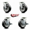 thumbnail image 2 of 5 Inch Rubber on Aluminum Swivel Caster Set with Roller Bearings 2 Brakes, 2 of 2