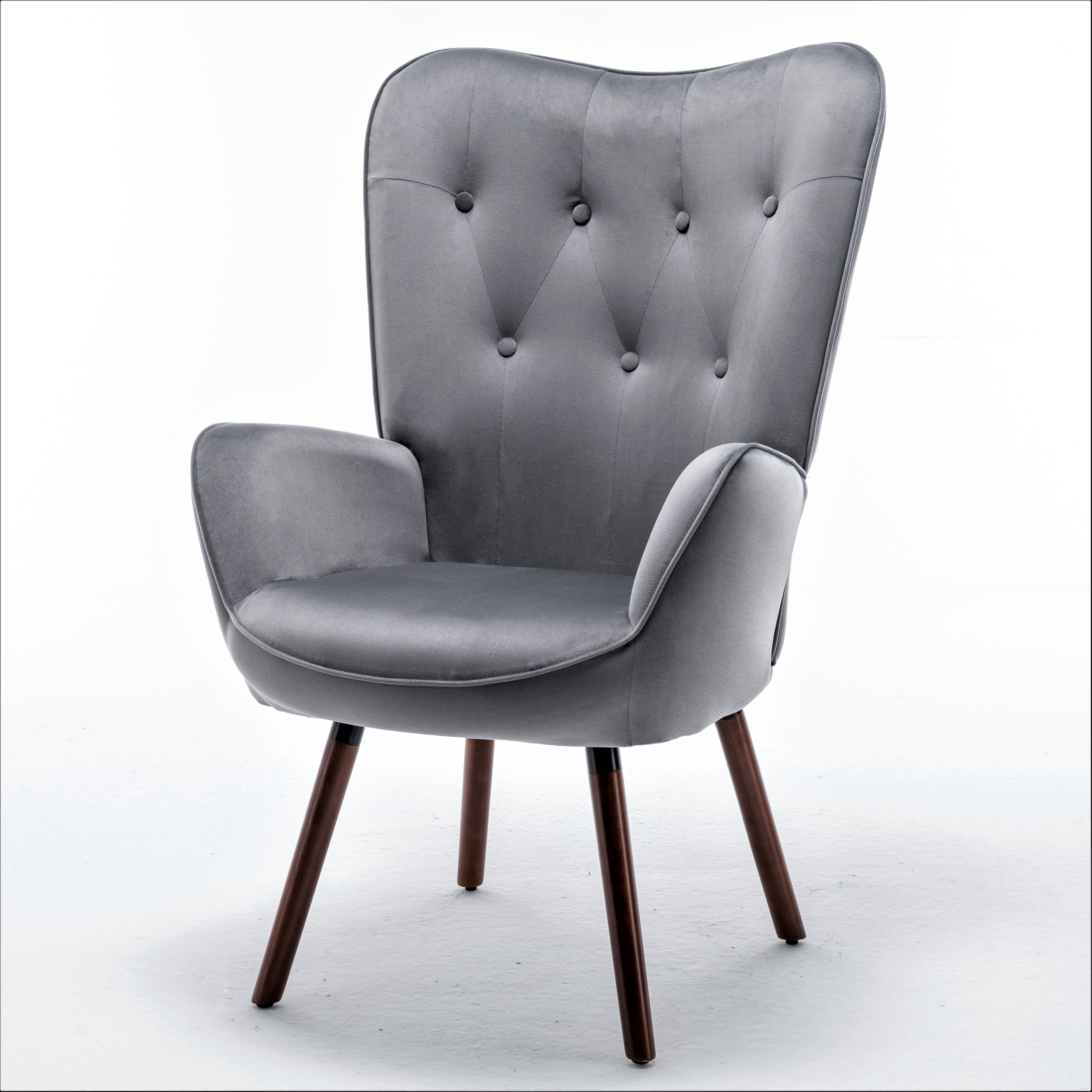 US Pride Furniture Kreedence 26.38" W Microfiber Wing Back Armchair, Gray
