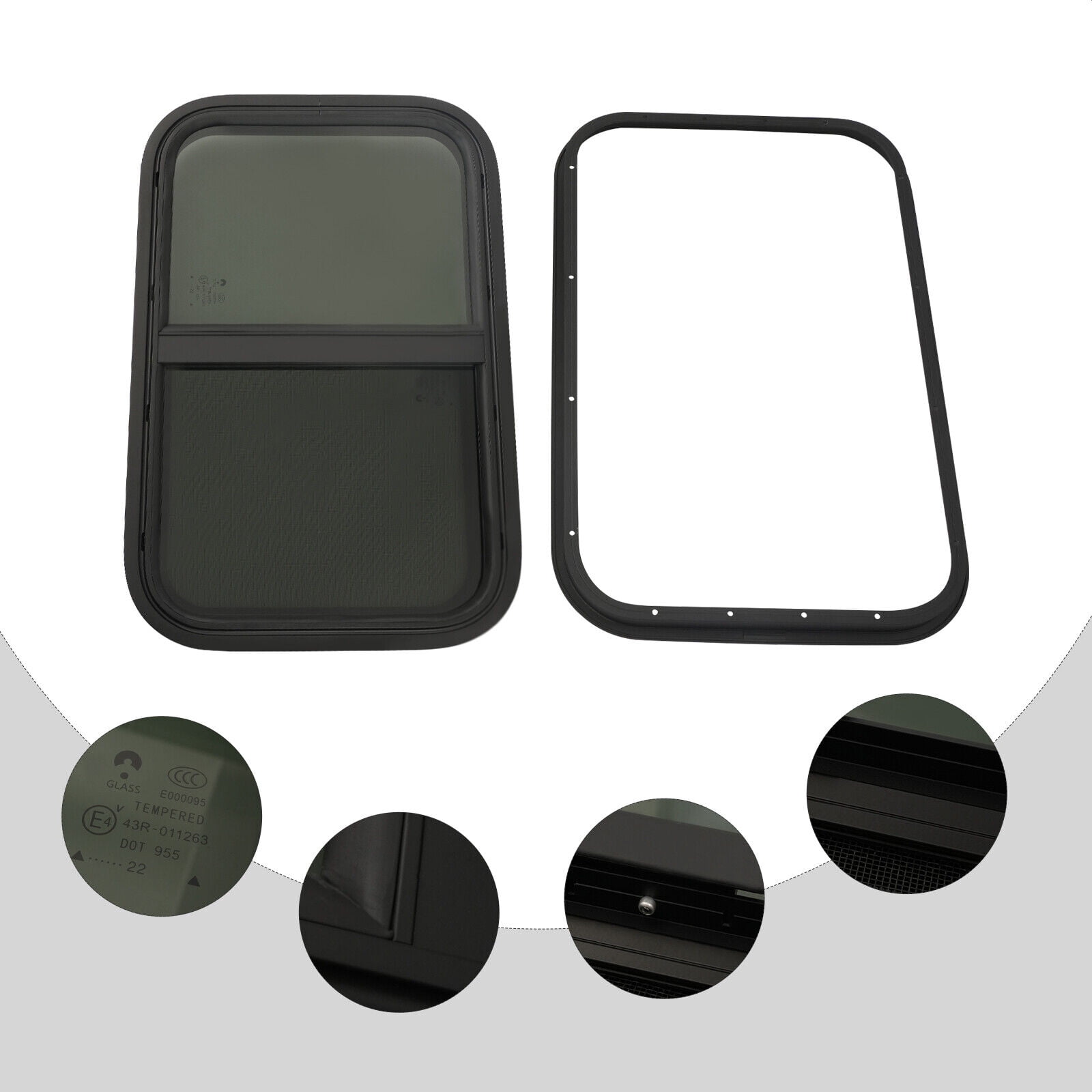 SHZICMY RV Camper Window 24"x15" Wall Horizontal Sliding Window with