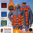 thumbnail image 2 of Mens Heated Coats Plus Size Hooded 27 Heating Zones and 3-Levels Quilted Heated Jackets Warm Thermal Zip up Stand Collar Puffer Jacket Washable USB Coats Heaters Inside No Battery no Power Bank, 2 of 6