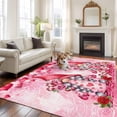 thumbnail image 2 of Large Area Rugs for Living Room Bedroom, Valentine's Day 6'x9' Rug Washable Carpet Runner Indoor Outdoor, Watercolor Gnomes Roses Love Romantic Non Slip Floor Mats Rug for Kitchen, Playroom, 2 of 8