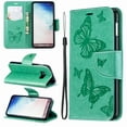thumbnail image 6 of Allytech Galaxy S10e Case, Slim Fit PU Leather Folio Butterfly Embossed Shockproof Wrist Hand Strap Flip Cards Holder Wallet Case TPU Back Cover for Samsung Galaxy S10e, Green, 6 of 8