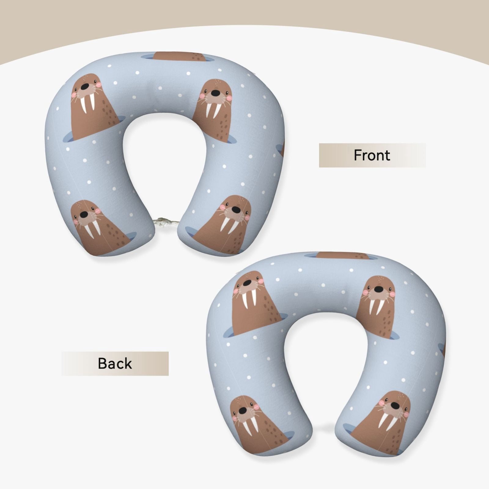 Xecao Playful Walrus Wonders Print Memory Foam Cervical Neck Pillow Versatile U-Shaped Pillows for Home,Office,Camping,Travelling,Soft Washable Cover