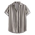 thumbnail image 1 of Camisas De Para Hombre Camisa abotonada de manga corta con estampado digital de solapa suelta para hombres casuales Top de verano hawaiano de playa (White, M), 1 of 7