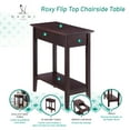 thumbnail image 6 of Flip Top Narrow End Table with Storage, Narrow Side Tables for Small Spaces, Slim End Table with Storage Shelf, Sofa Table for Bedroom, Living Room, Set of 2 - Cherry, 6 of 9