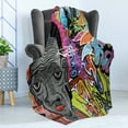 thumbnail image 4 of Urban Graffiti Soft Flannel Fleece Throw Blanket, Hip Hop Wall Paintings with Red Eyed Jaded Man and Old School Tags, Cozy Plush for Indoor and Outdoor Use, 50" x 70", Multicolor, by Ambesonne, 4 of 5