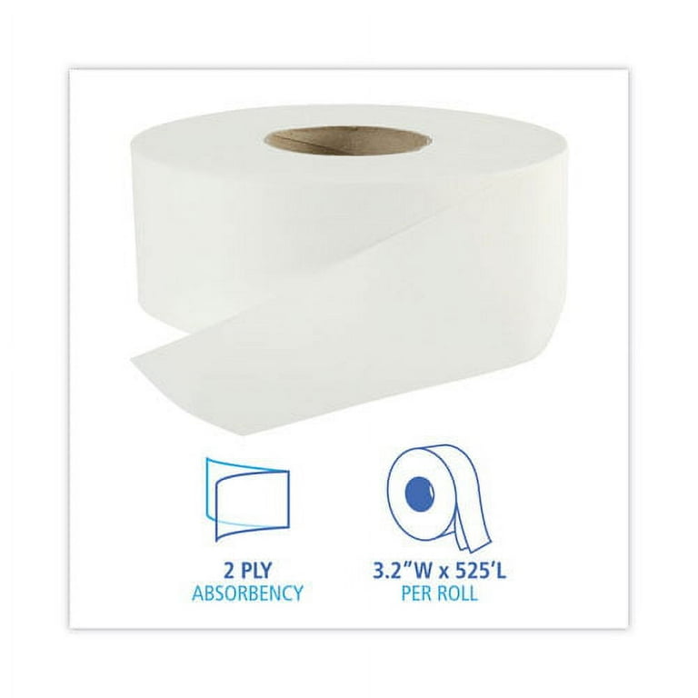 Jumbo Roll Bathroom Tissue, Septic Safe, 2-Ply, White, 3.2 Jumbo Roll Bathroom Tissue, Septic Safe, 2-Ply, White, 3.2