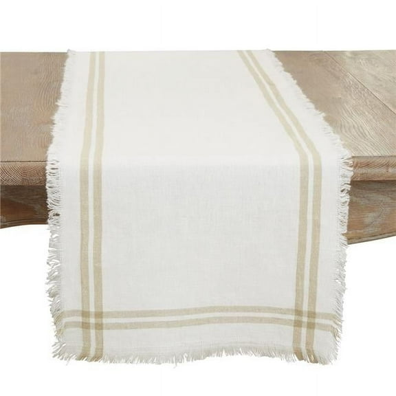 Saro Lifestyle Trendy Fringed Stripe Table Runner