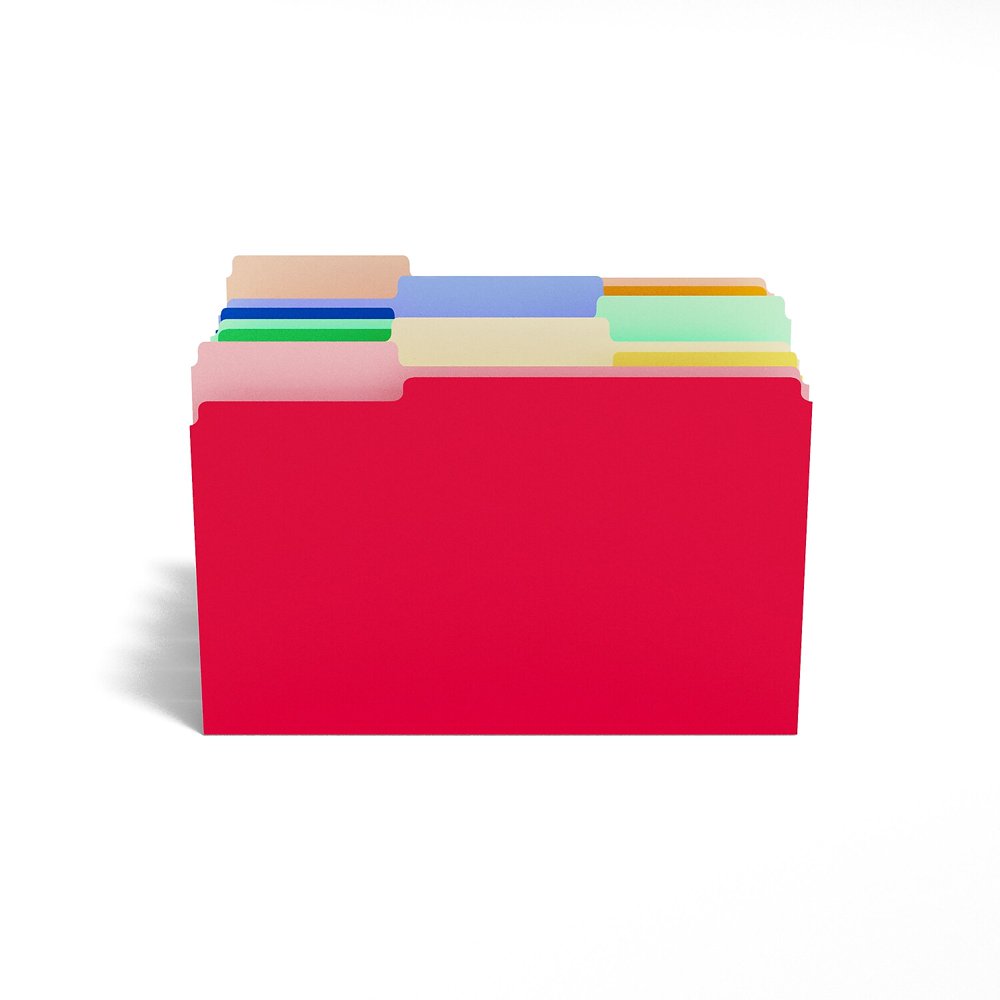 TRU RED File Folder 1/3 Cut Letter Size Assorted Colors 100/Box