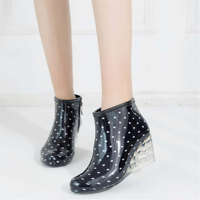 LSLJS Boucle Fermeture Éclair Latérale à Talons Hauts Transparent Mi-Tube Talon Compensé Femmes Pluie, Bottes de Pluie pour Femmes