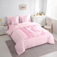 thumbnail image 3 of jejeloiu Chic Bowtie Bow 7-Piece Bedding Comforter Set,Girls Pink Bowknot King Bedding Sets,First Letter E Bed Sheets For Teens,Super Cozy Room Decor Reversible, 3 of 8