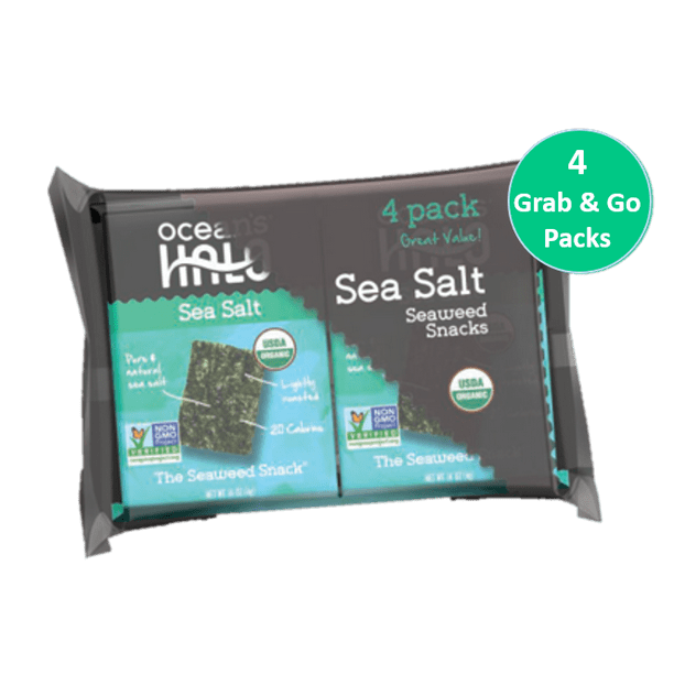 Ocean's Halo Organic Sea Salt Seaweed Snacks 4PK Cert Vegan Gluten Free