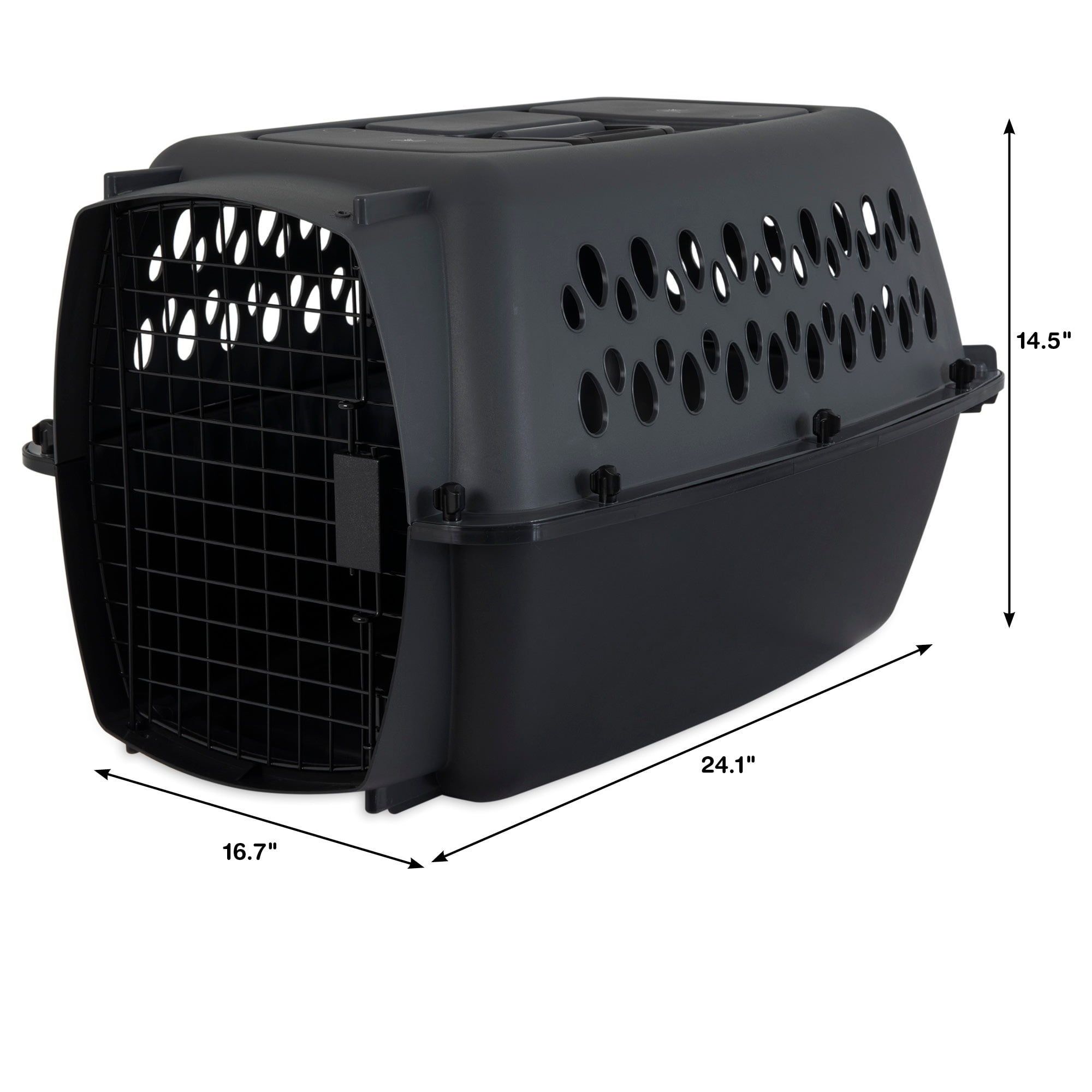 Petmate Pet Porter Traditional Travel Dog Kennel Portable Pet Carrier, Small 24" for Dogs 15-20 lb, Gray