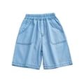 thumbnail image 2 of hengsof Boy's Summer Thin Elastic Waist Shorts Children's Solid Color Pocket Casual Summer Shorts Loose Comfortable Knee Length Shorts Ages 3-14 Years, 2 of 5
