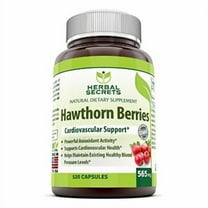 Herbal Secrets 100% pure Hawthorn Berries - 565 Mg, 120 Capsules - powerful antioxidant activity, supports cardiovascular health and helps maintain existing healthy blood pressure levels