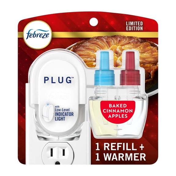 Febreze Plug In Air Freshener, Scented Oil Starter Kit, Baked Cinnamon Apples, Warmer   1 Refill