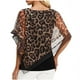 thumbnail image 3 of Lovskoo Summer Tops for Women 2024 Flowy Shirt Double-Layered Leopard Print Mesh Poncho Loose Tunic Blouse Top Brown M, 3 of 3