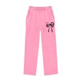 thumbnail image 4 of ITSAME Girls Wide Leg Sweatpants Bow Print High Waisted Loose Fit Fall Winter Casual Trousers with Pockets Size 11, 4 of 6