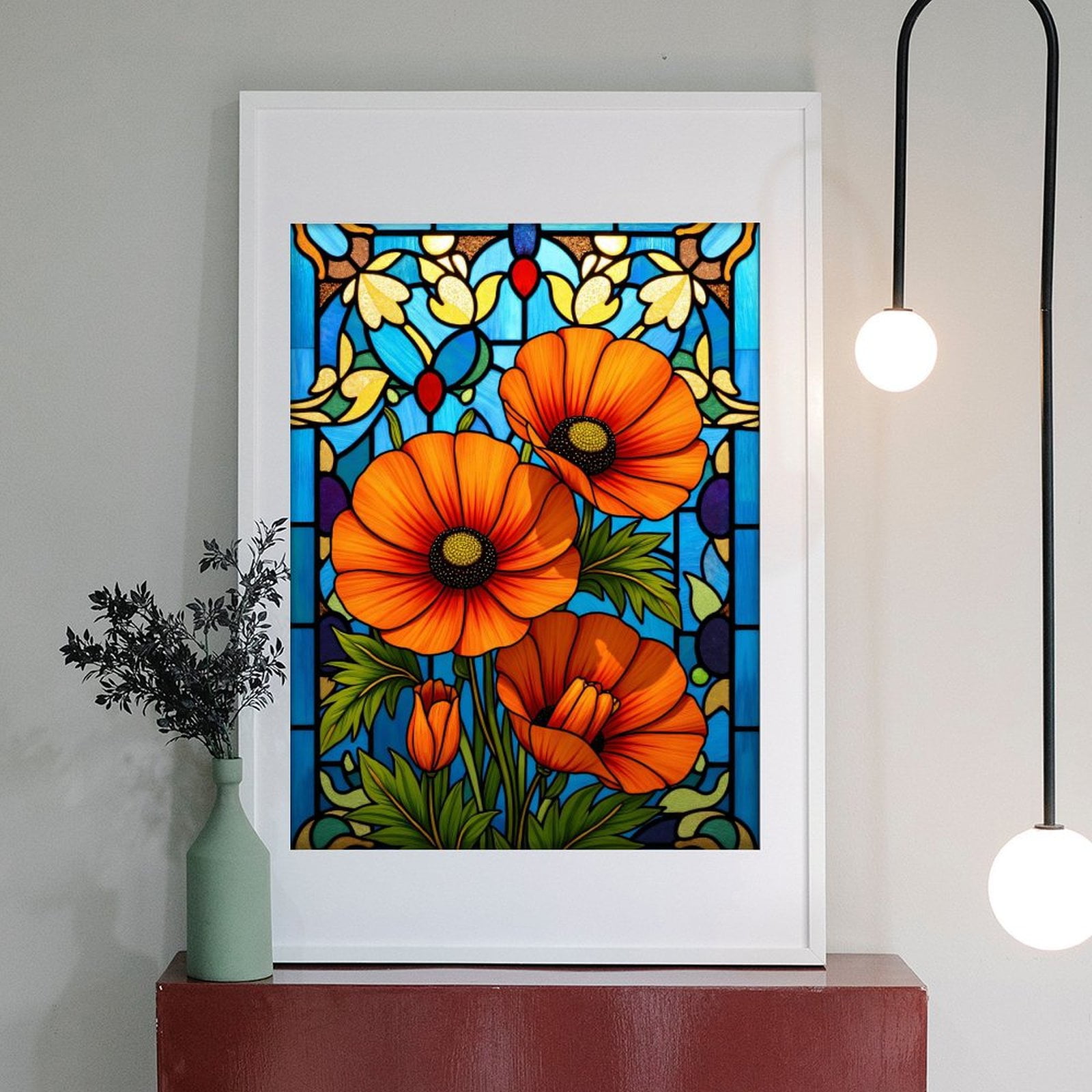 Diamond Art Kit for Adults, Stained Glass Floral Vibrant Window Diamond Painting for Adults Beginners, DIY Diamond Art Painting Kits, 5D Diamond Painting Crafts for Home Decor 12x16 Frameless
