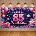 thumbnail image 6 of Pink Glitter Happy 85th Birthday Banner Gold Stars 85th Birthday Display Floral Decor Balloon Design Birthday Backdrop for 85th Birthday Party Senior Celebration Indoor Party, 6 of 9