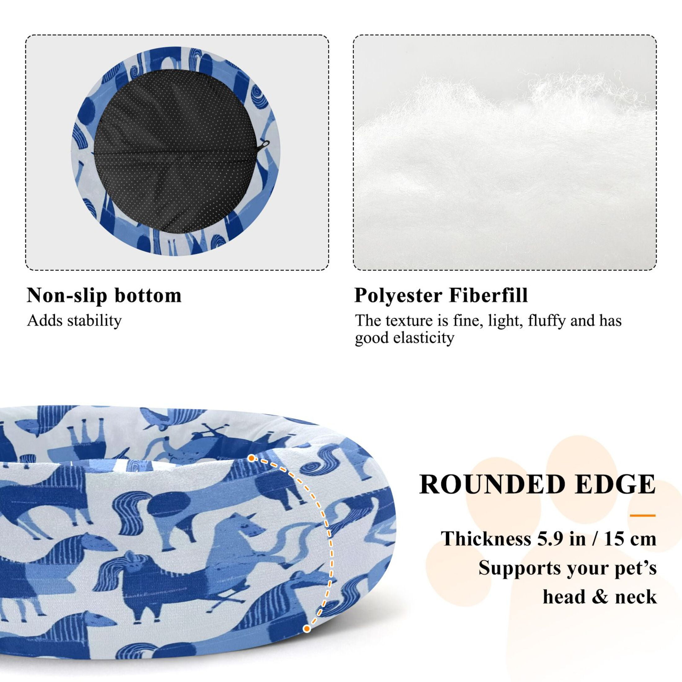 Iauyy Pet Couch Donut Cat Bed for Indoor Cats/Small Dogs Washable & Machine with Non-slip Bottom Calming Cat Furniture, Blue-toned Horse (S)